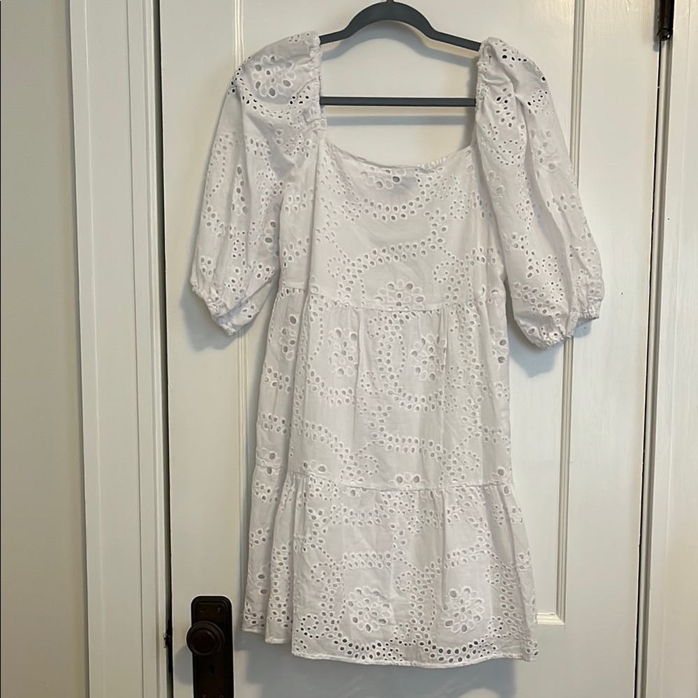Sanctuary White Eyelet Puff Sleeve Dress